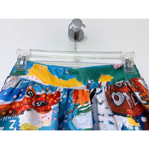 Alice + Olivia Basquiat Unbreakable Print Tina Maxi Skirt Blue Doodle Paint 2 - Picture 4 of 12